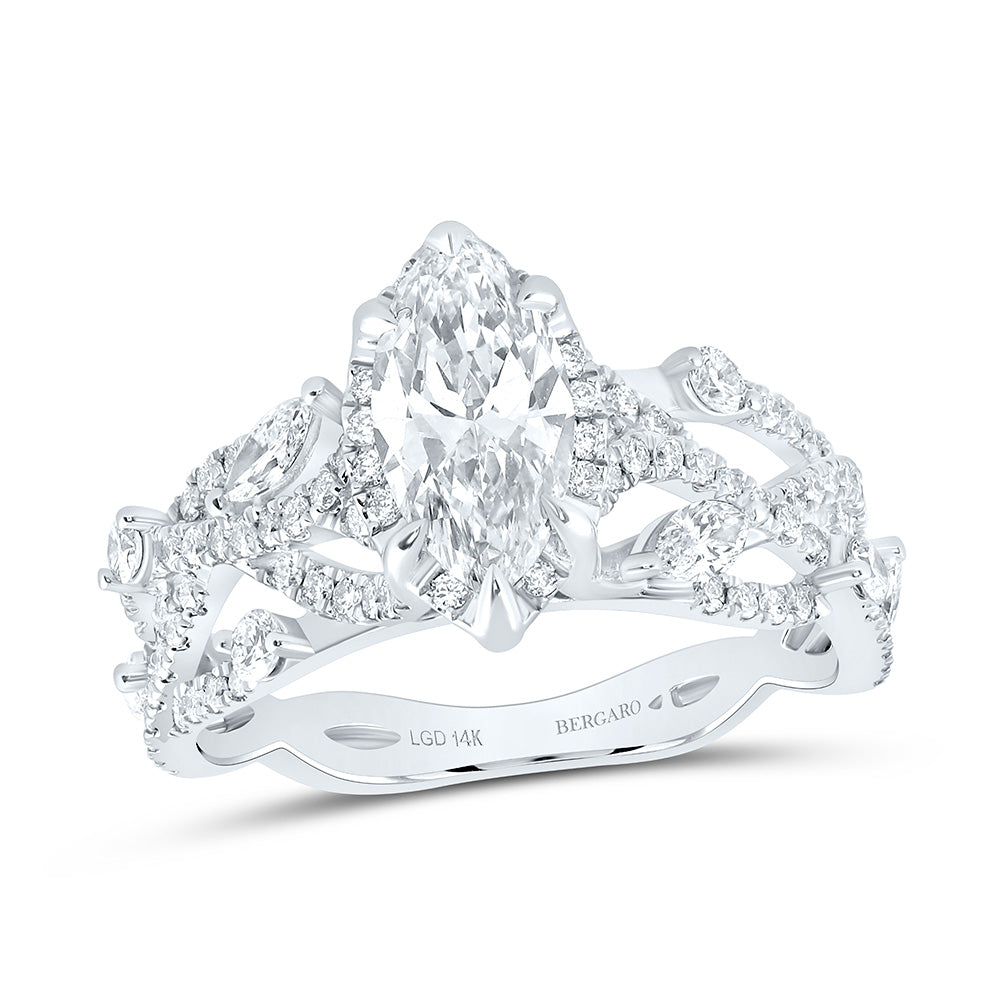 14K Yellow Or White Gold 1 7/8 Cttw Lab Grown Diamond 1 Cttw Center Marquise Engagement Ring