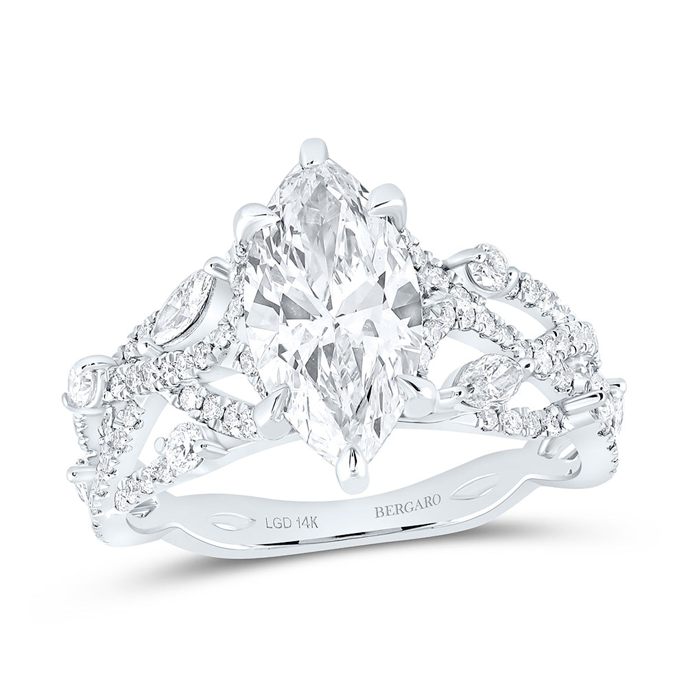 14K Yellow Or White Gold 2 7/8 Cttw Lab Grown Diamond 2 Cttw Center Marquise Engagement Ring