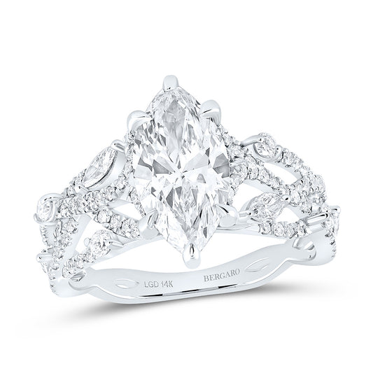 14K Yellow Or White Gold 2 7/8 Cttw Lab Grown Diamond 2 Cttw Center Marquise Engagement Ring