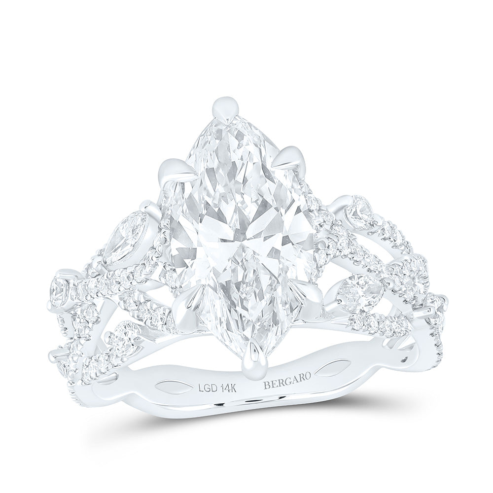 14K Yellow Or White Gold 3 7/8 Cttw Lab Grown Diamond 3 Cttw Center Marquise Engagement Ring