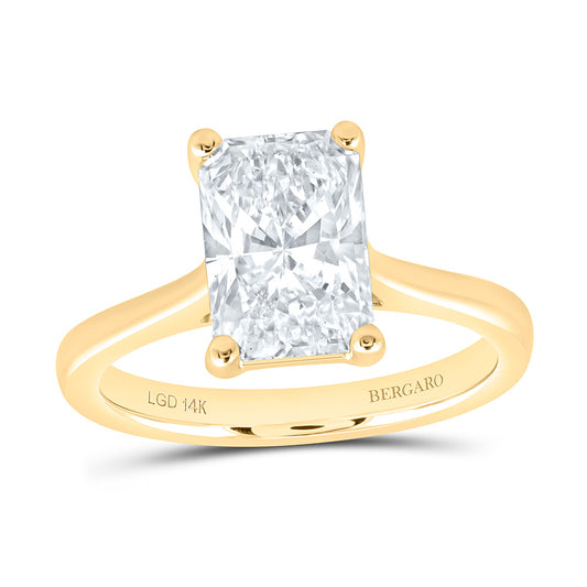 14K Yellow Or White Gold 2 1/2 Cttw Lab Grown Diamond Radiant Solitaire Ring