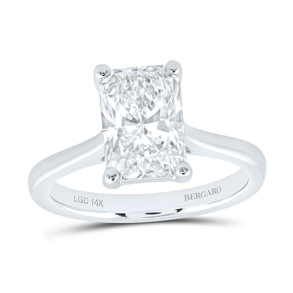 14K Yellow Or White Gold 2 1/2 Cttw Lab Grown Diamond Radiant Solitaire Ring