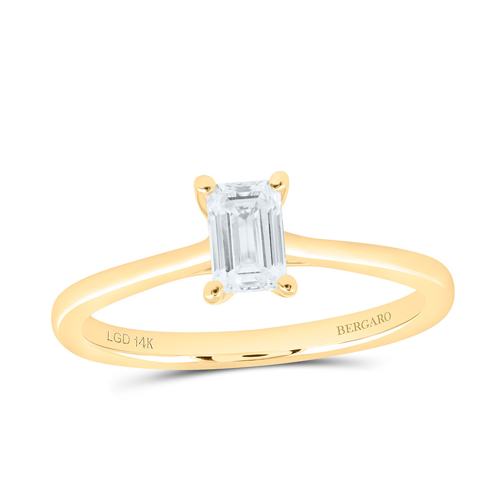 14K Yellow Or White Gold 1/2 Cttw Lab Grown Diamond Emerald Solitaire Ring