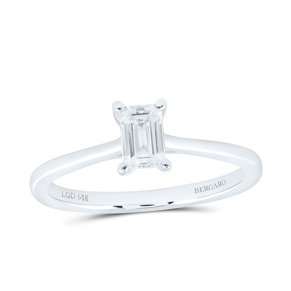 14K Yellow Or White Gold 1/2 Cttw Lab Grown Diamond Emerald Solitaire Ring