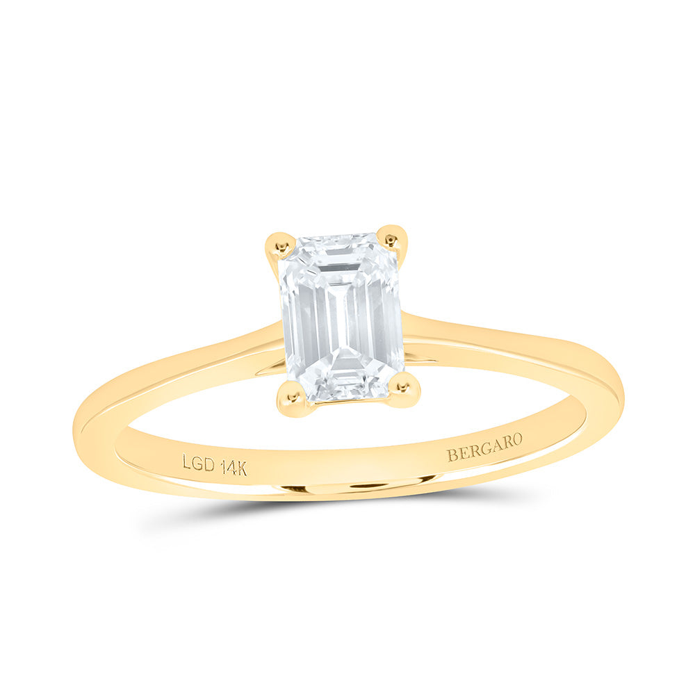 14K Yellow Or White Gold 3/4 Cttw Lab Grown Diamond Emerald Solitaire Ring