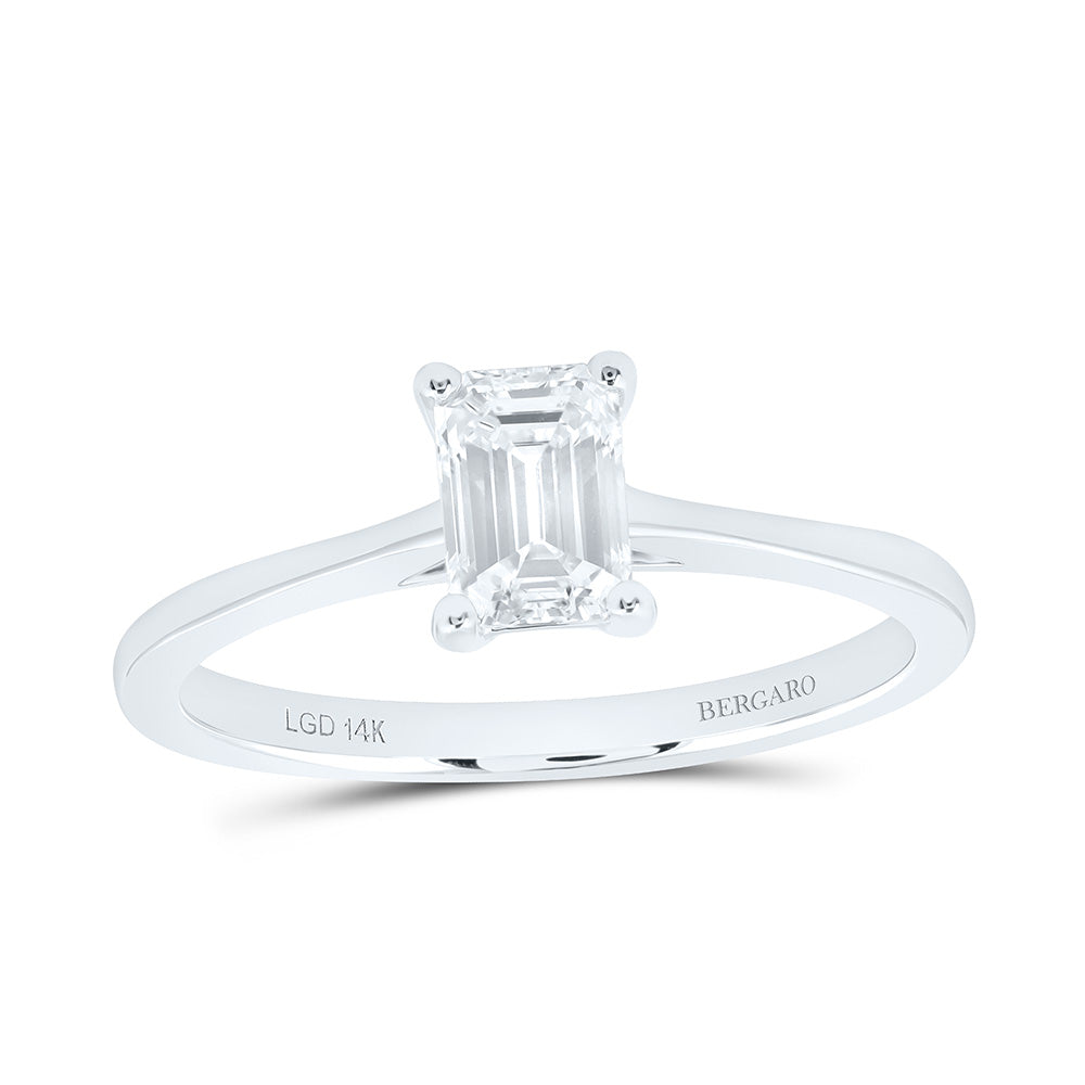 14K Yellow Or White Gold 3/4 Cttw Lab Grown Diamond Emerald Solitaire Ring