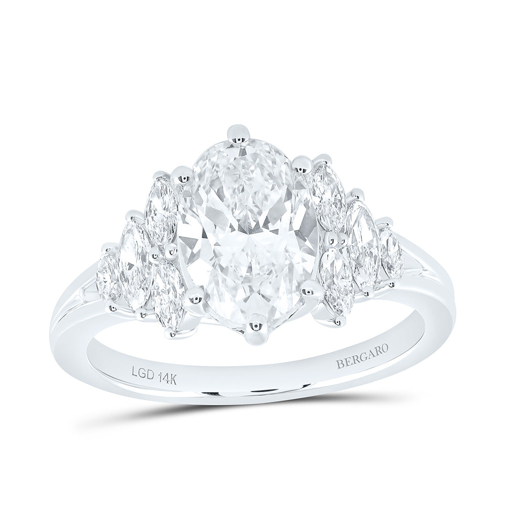 14K Yellow Or White Gold 2 1/2 Cttw Lab Grown Diamond 2 Cttw Center Oval Engagement Ring