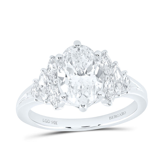 14K Yellow Or White Gold 2 1/2 Cttw Lab Grown Diamond 2 Cttw Center Oval Engagement Ring