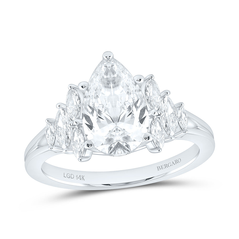 14K Yellow Or White Gold 2 1/2 Cttw Lab Grown Diamond 2 Cttw Center Pear Engagement Ring