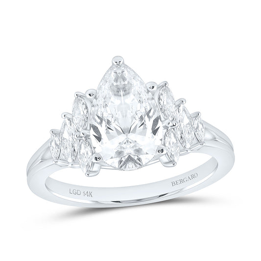 14K Yellow Or White Gold 2 1/2 Cttw Lab Grown Diamond 2 Cttw Center Pear Engagement Ring