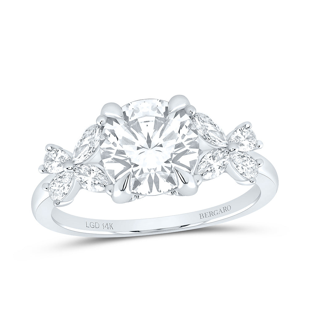 14K Yellow Or White Gold 2 5/8 Cttw Lab Grown Diamond 2 Cttw Center Round Engagement Ring
