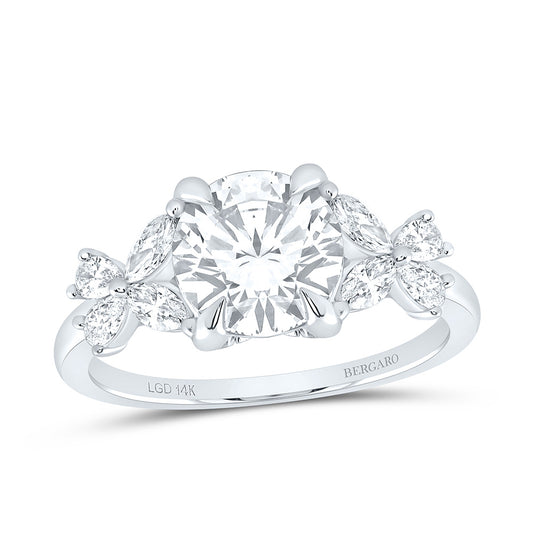 14K Yellow Or White Gold 2 5/8 Cttw Lab Grown Diamond 2 Cttw Center Round Engagement Ring