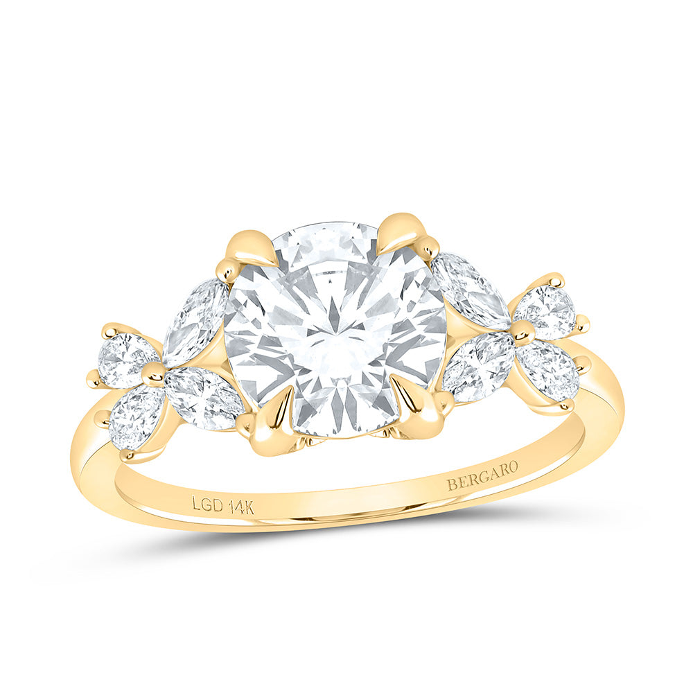 14K Yellow Or White Gold 2 5/8 Cttw Lab Grown Diamond 2 Cttw Center Round Engagement Ring