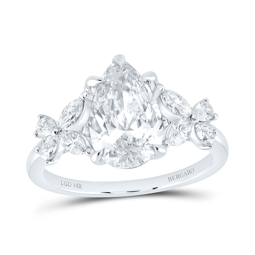 14K Yellow Or White Gold 2 3/4 Cttw Lab Grown Diamond 2 Cttw Center Pear Engagement Ring