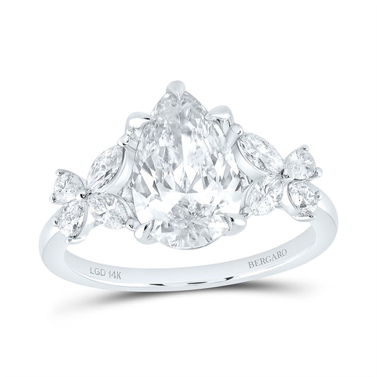 14K Yellow Or White Gold 2 3/4 Cttw Lab Grown Diamond 2 Cttw Center Pear Engagement Ring