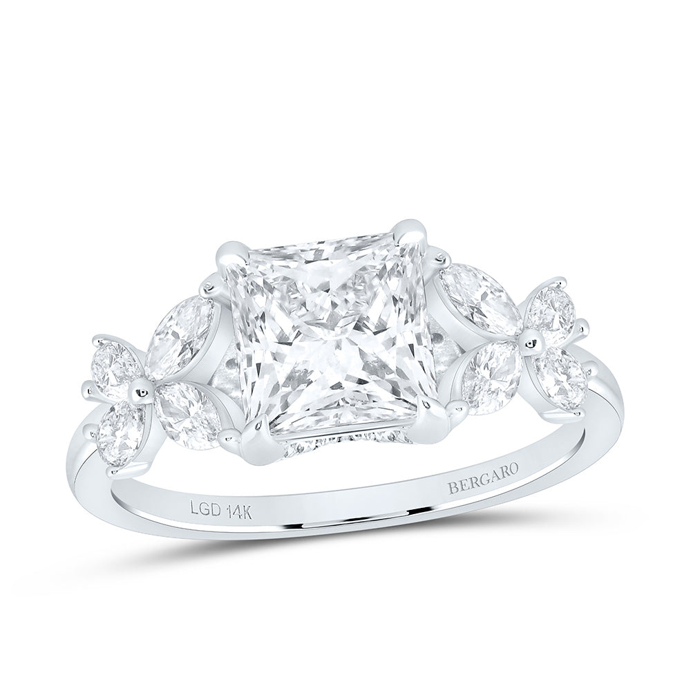 14K Yellow Or White Gold 2 5/8 Cttw Lab Grown Diamond 2 Cttw Center Princess Engagement Ring