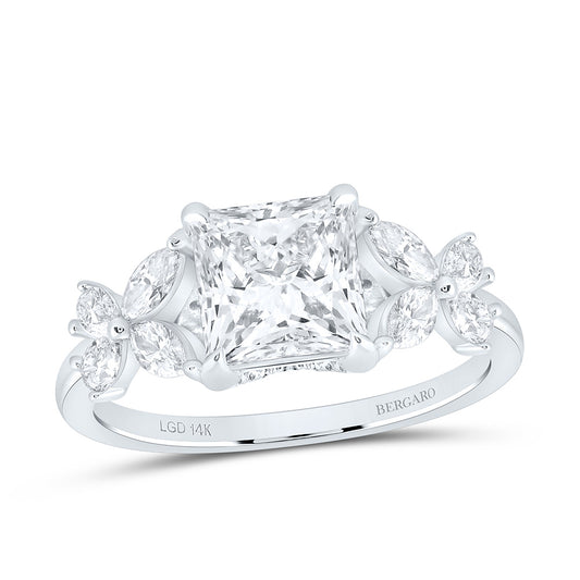14K Yellow Or White Gold 2 5/8 Cttw Lab Grown Diamond 2 Cttw Center Princess Engagement Ring