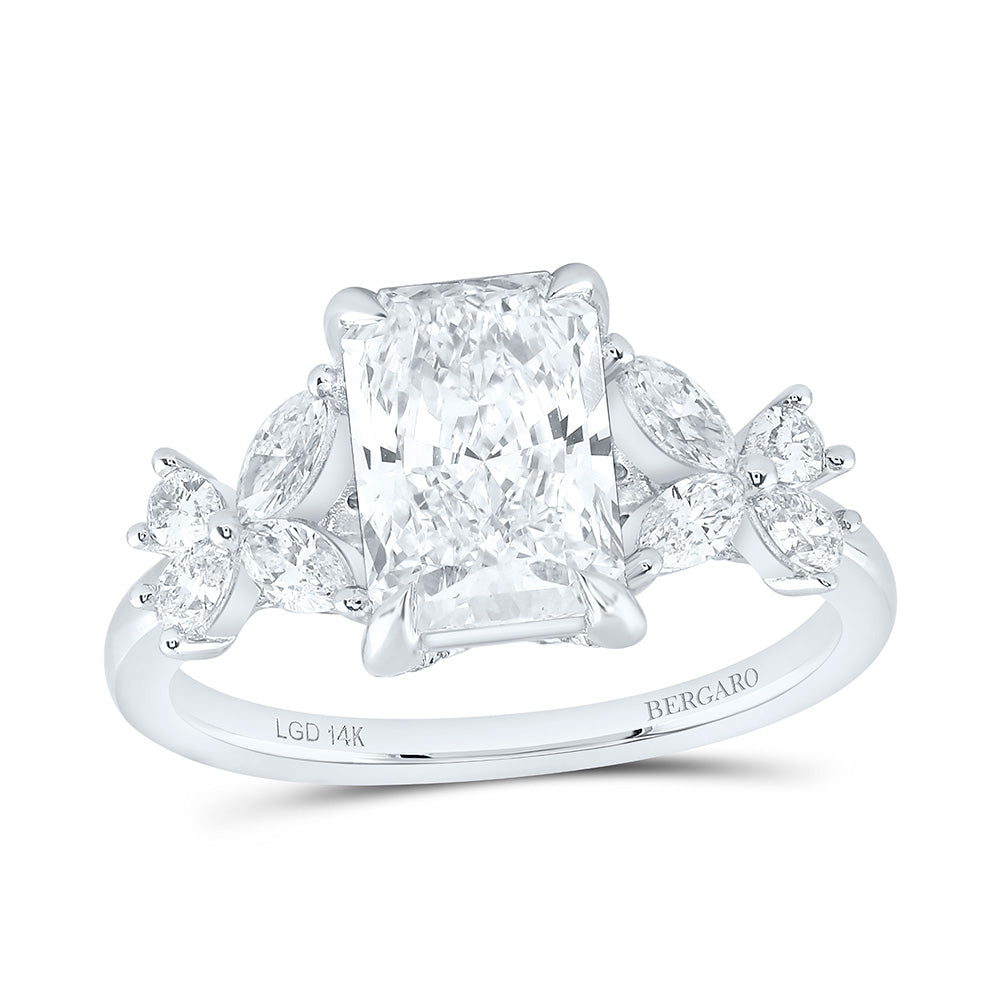 14K Yellow Or White Gold 2 5/8 Cttw Lab Grown Diamond 2 Cttw Center Fashion Radiant Engagement Ring