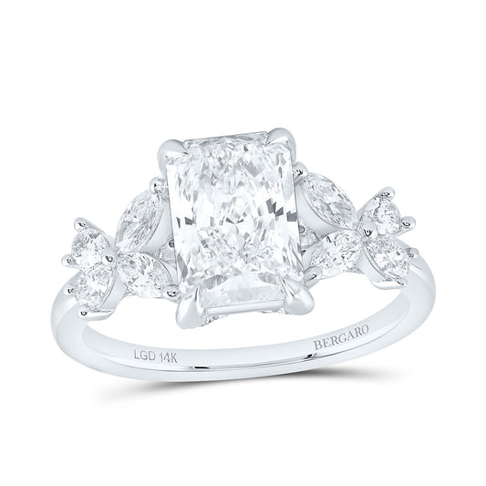 14K Yellow Or White Gold 2 5/8 Cttw Lab Grown Diamond 2 Cttw Center Fashion Radiant Engagement Ring