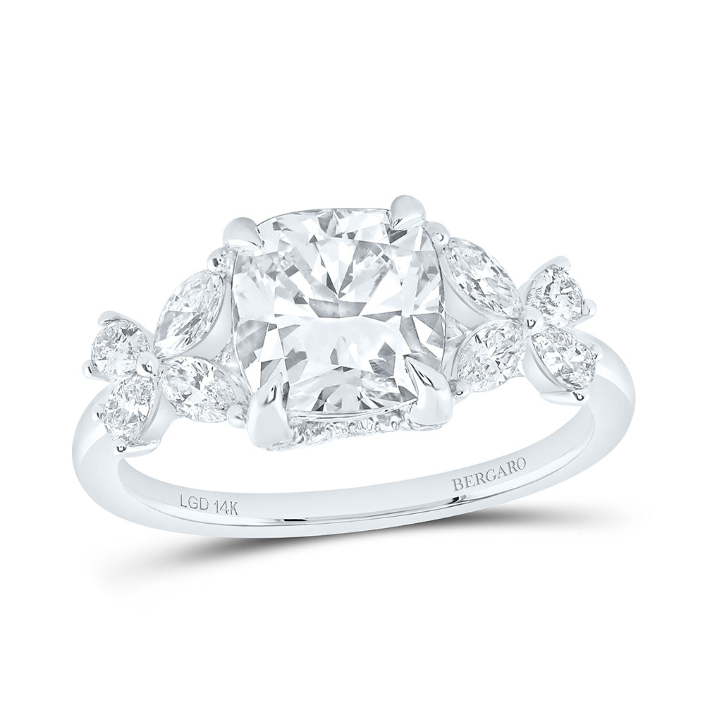 14K Yellow Or White Gold 2 5/8 Cttw Lab Grown Diamond 2 Cttw Center Cushion Engagement Ring