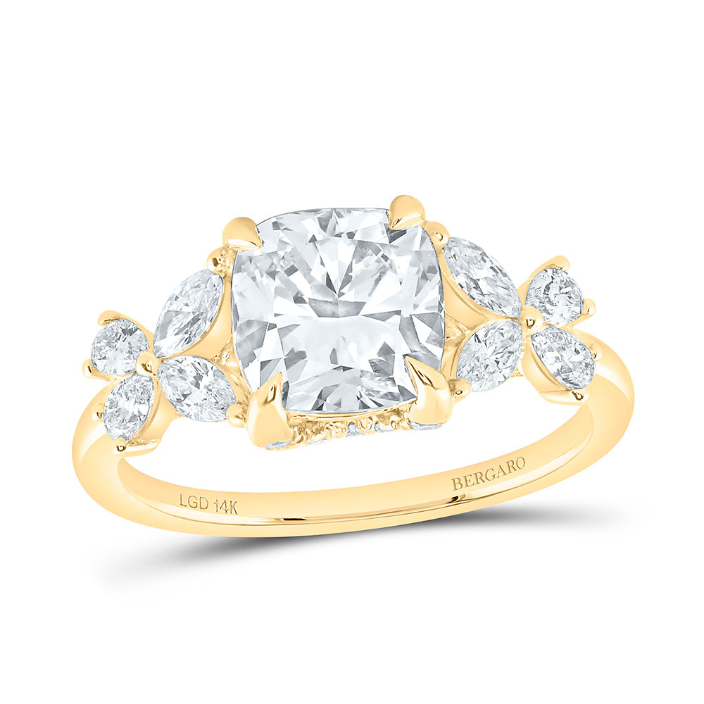 14K Yellow Or White Gold 2 5/8 Cttw Lab Grown Diamond 2 Cttw Center Cushion Engagement Ring