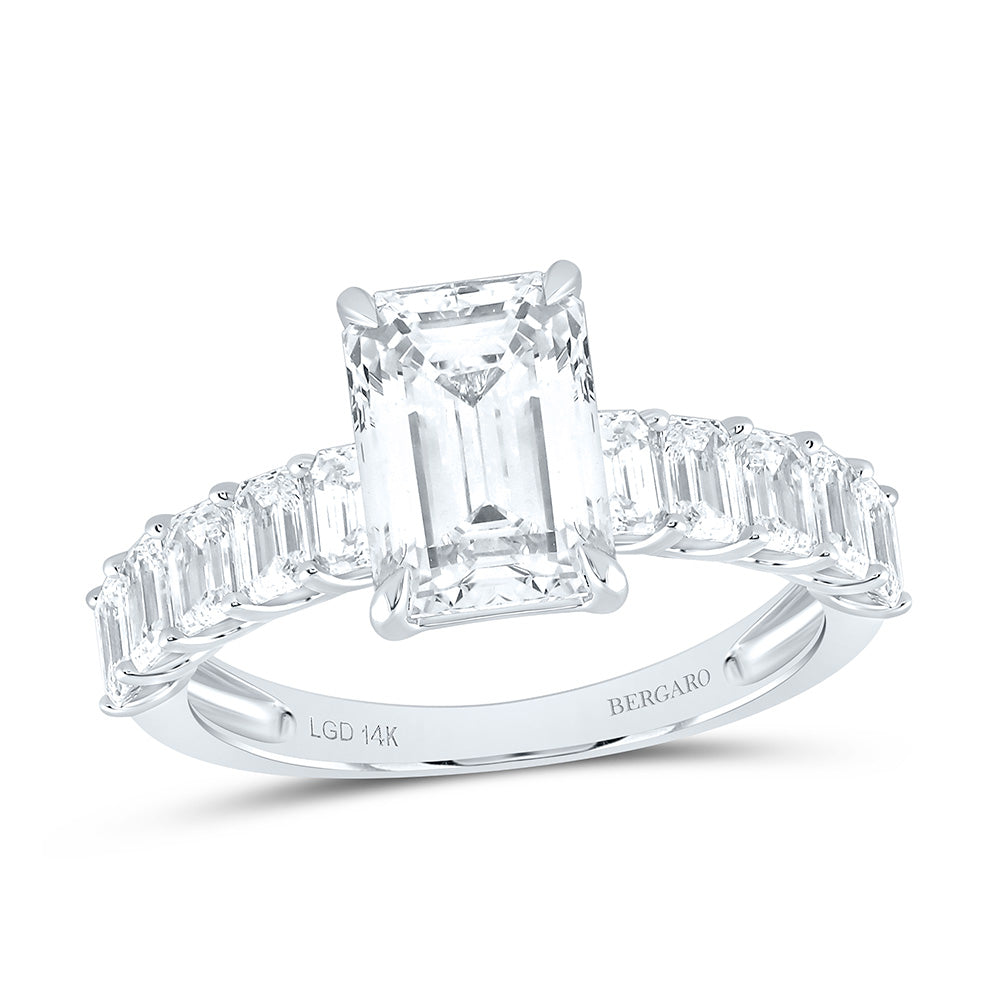14K Yellow Or White Gold 3 Cttw Lab Grown Diamond 2 Cttw Emerald Engagement Ring