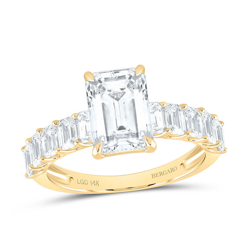 14K Yellow Or White Gold 3 Cttw Lab Grown Diamond 2 Cttw Emerald Engagement Ring
