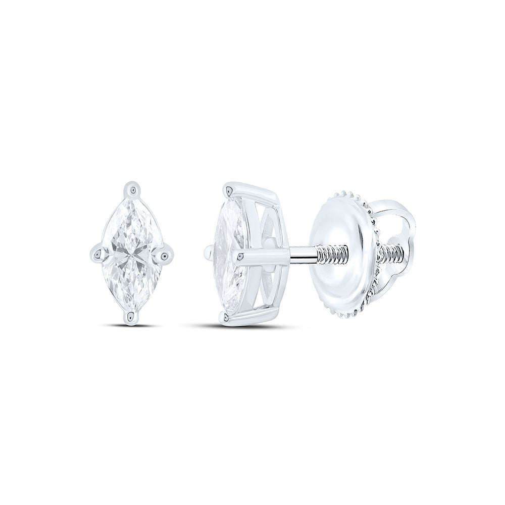 14K Yellow Or White Gold 1/2 Cttw Lab Grown Diamond Marquise Solitaire Earring