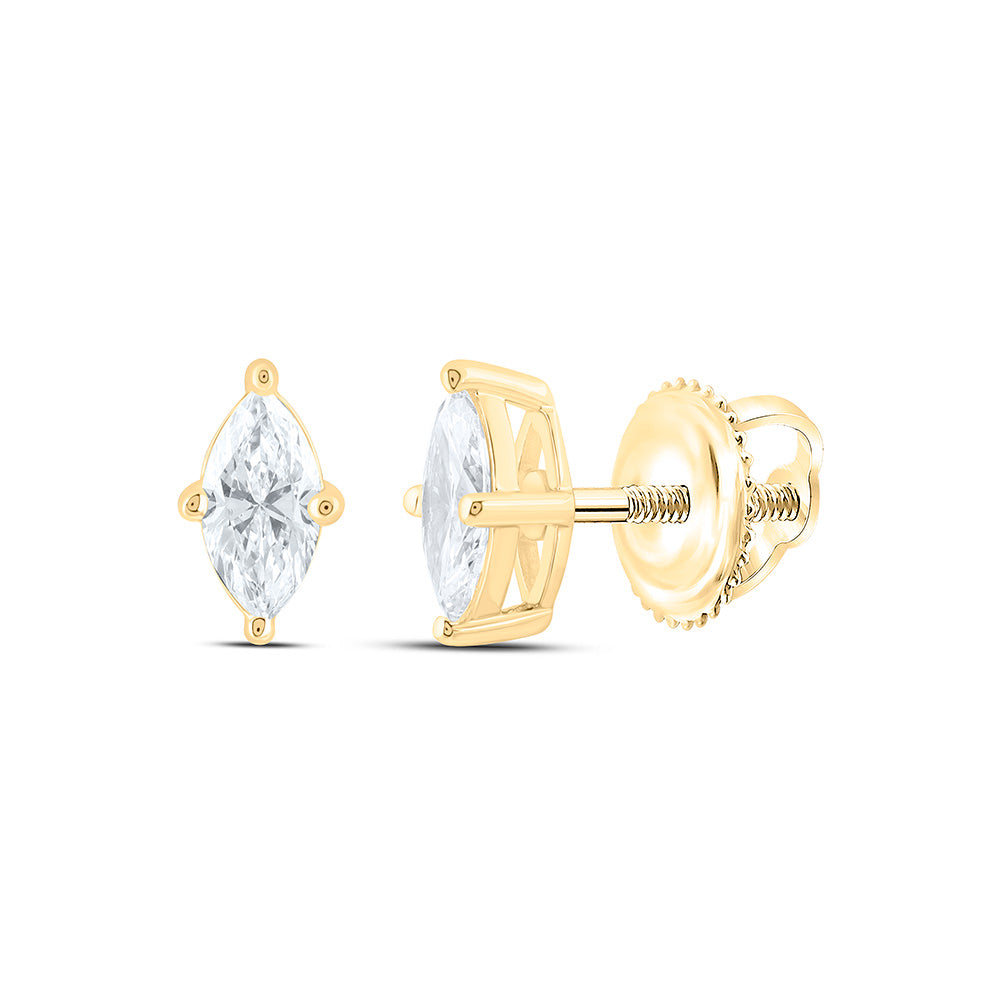 14K Yellow Or White Gold 1/2 Cttw Lab Grown Diamond Marquise Solitaire Earring