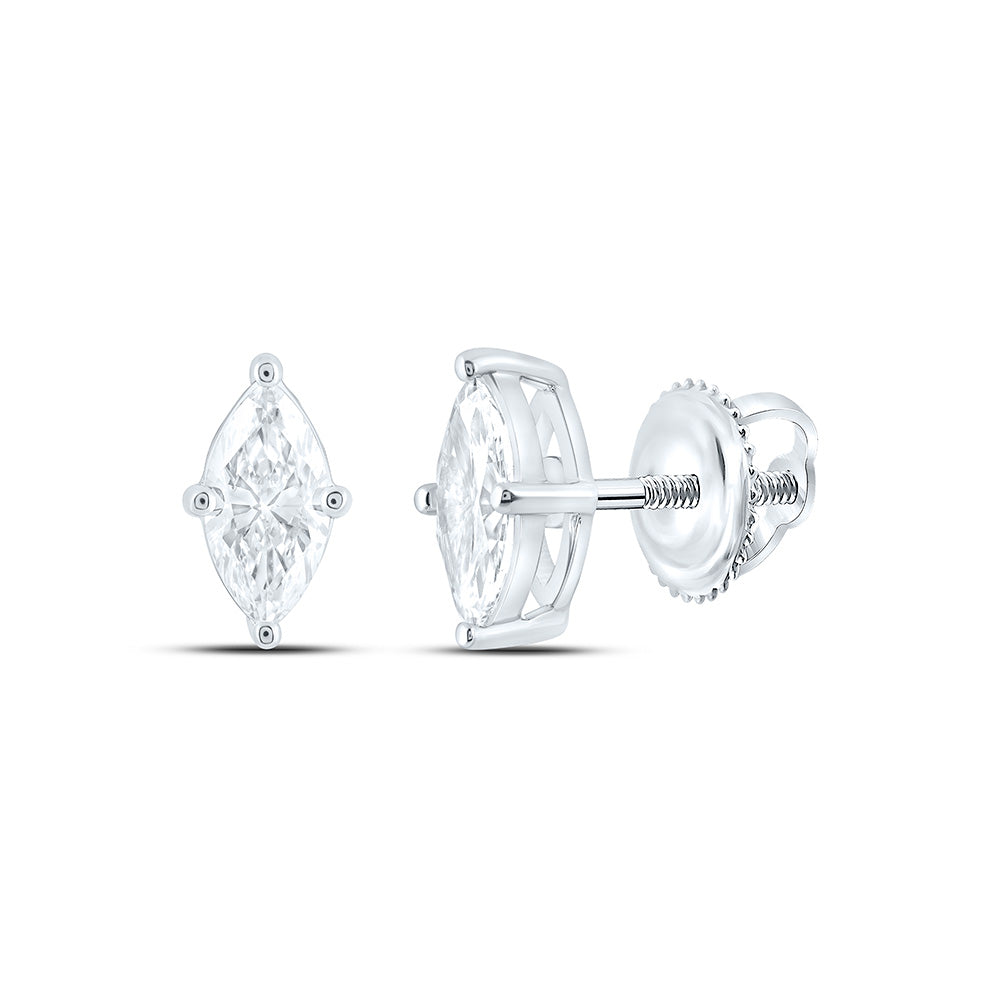 14K Yellow Or White Gold 1/2 Cttw Lab Grown Diamond Marquise Solitaire Earring