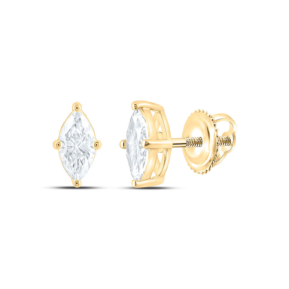 14K Yellow Or White Gold 1/2 Cttw Lab Grown Diamond Marquise Solitaire Earring