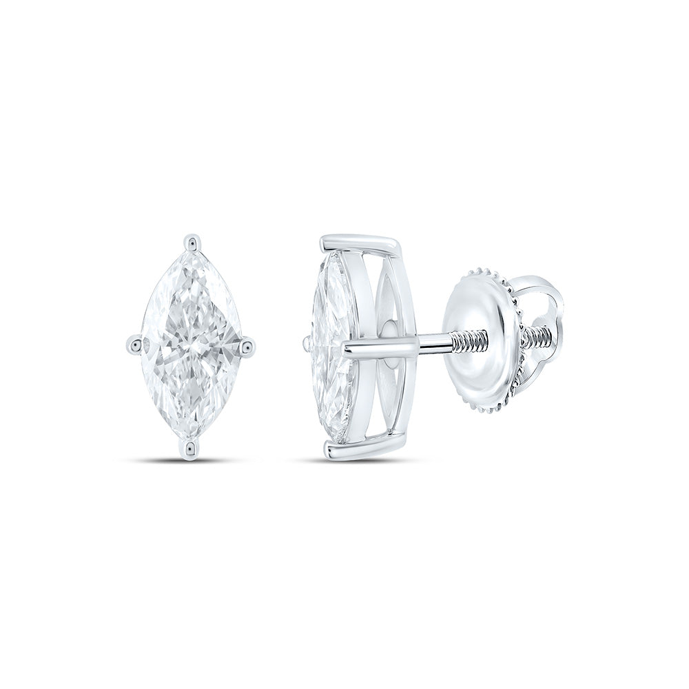 14K Yellow Or White Gold 1/2 Cttw Lab Grown Diamond Marquise Solitaire Earring