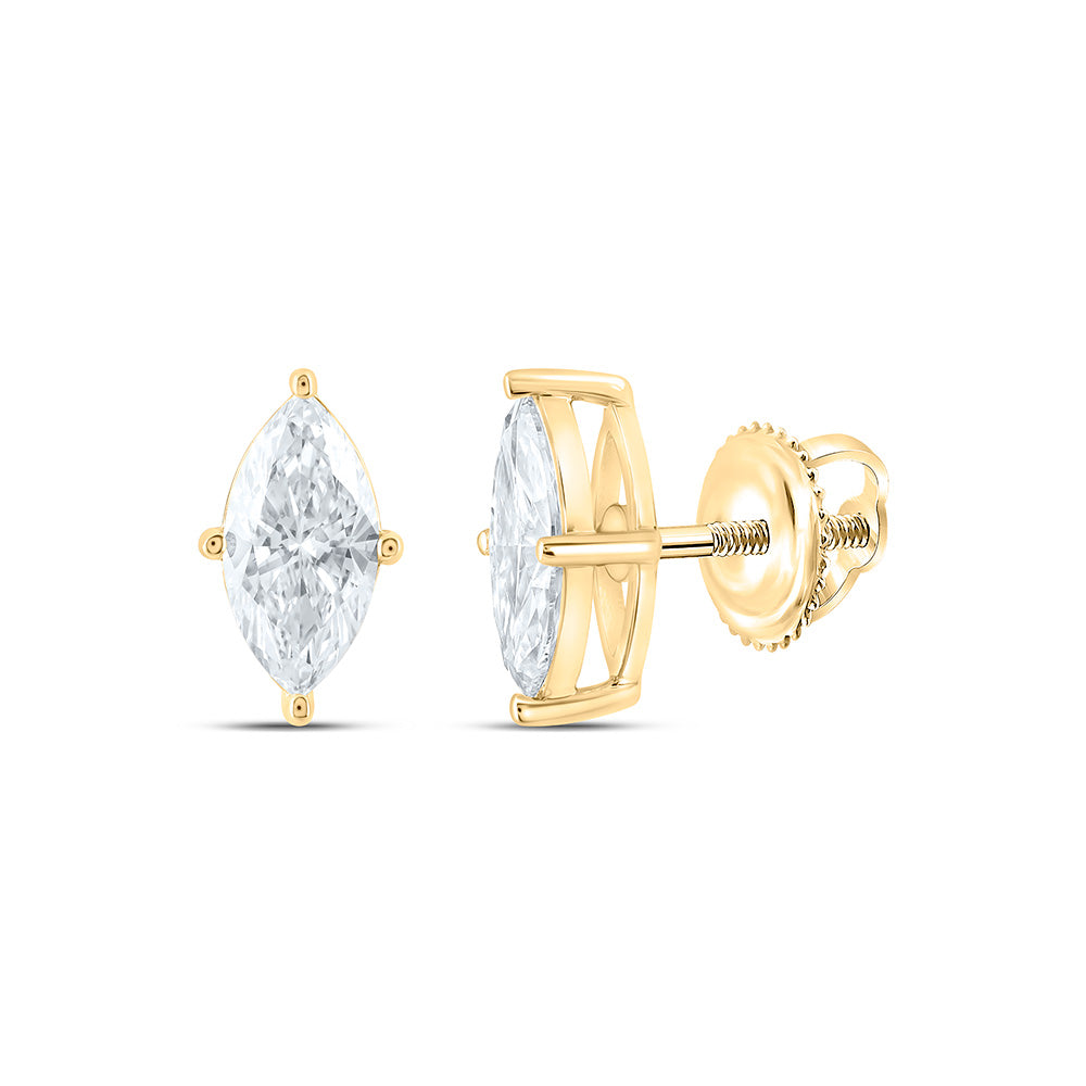 14K Yellow Or White Gold 1/2 Cttw Lab Grown Diamond Marquise Solitaire Earring