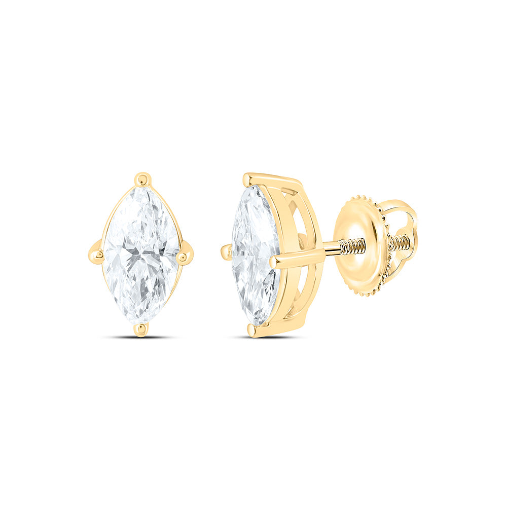 14K Yellow Or White Gold 1/2 Cttw Lab Grown Diamond Marquise Solitaire Earring