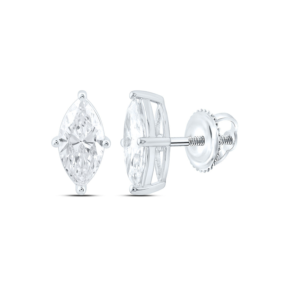 14K Yellow Or White Gold 1/2 Cttw Lab Grown Diamond Marquise Solitaire Earring
