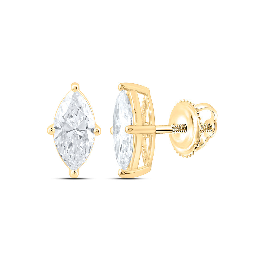 14K Yellow Or White Gold 1/2 Cttw Lab Grown Diamond Marquise Solitaire Earring