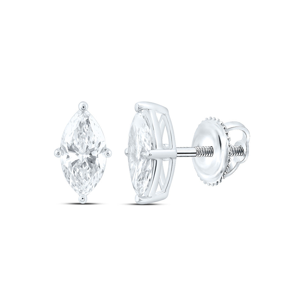 14K Yellow Or White Gold 1/2 Cttw Lab Grown Diamond Marquise Solitaire Earring