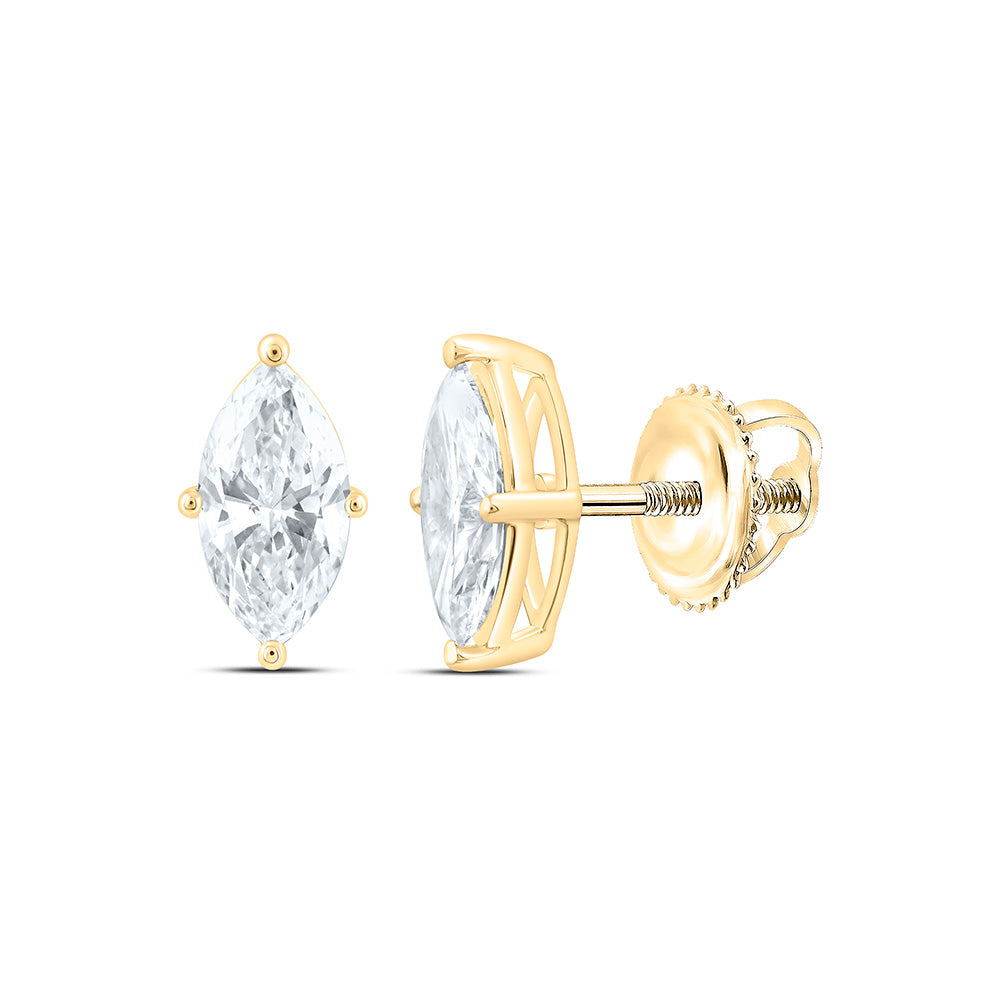 14K Yellow Or White Gold 1/2 Cttw Lab Grown Diamond Marquise Solitaire Earring