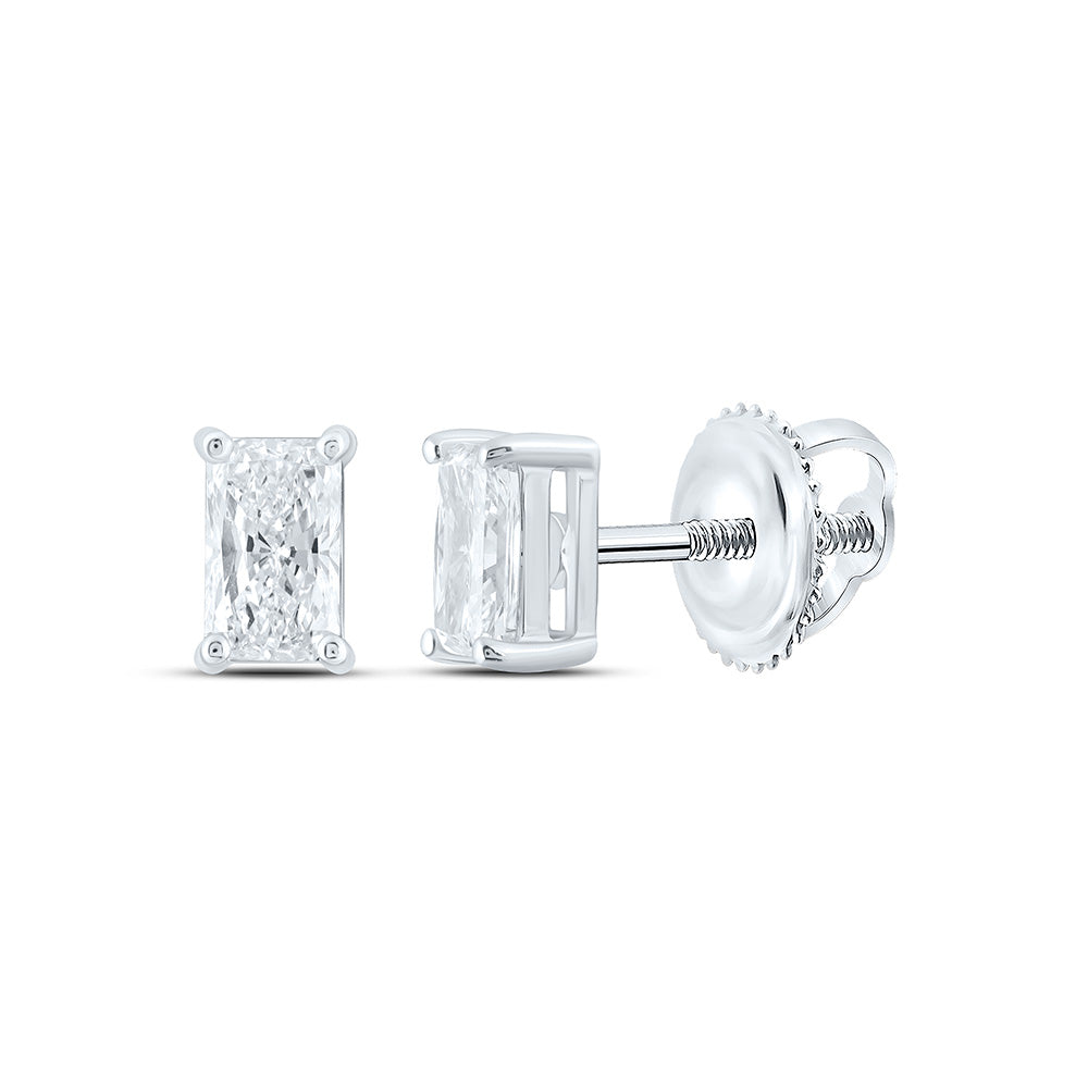 14K Yellow Or White Gold 1/2 Cttw Lab Grown Diamond Radiant Solitaire Earring