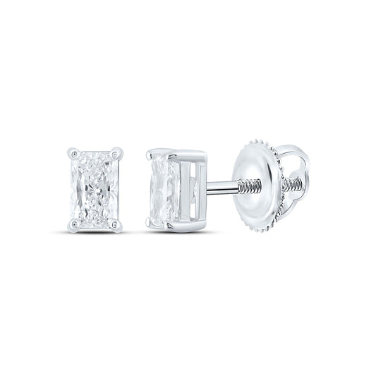 14K Yellow Or White Gold 1/2 Cttw Lab Grown Diamond Radiant Solitaire Earring