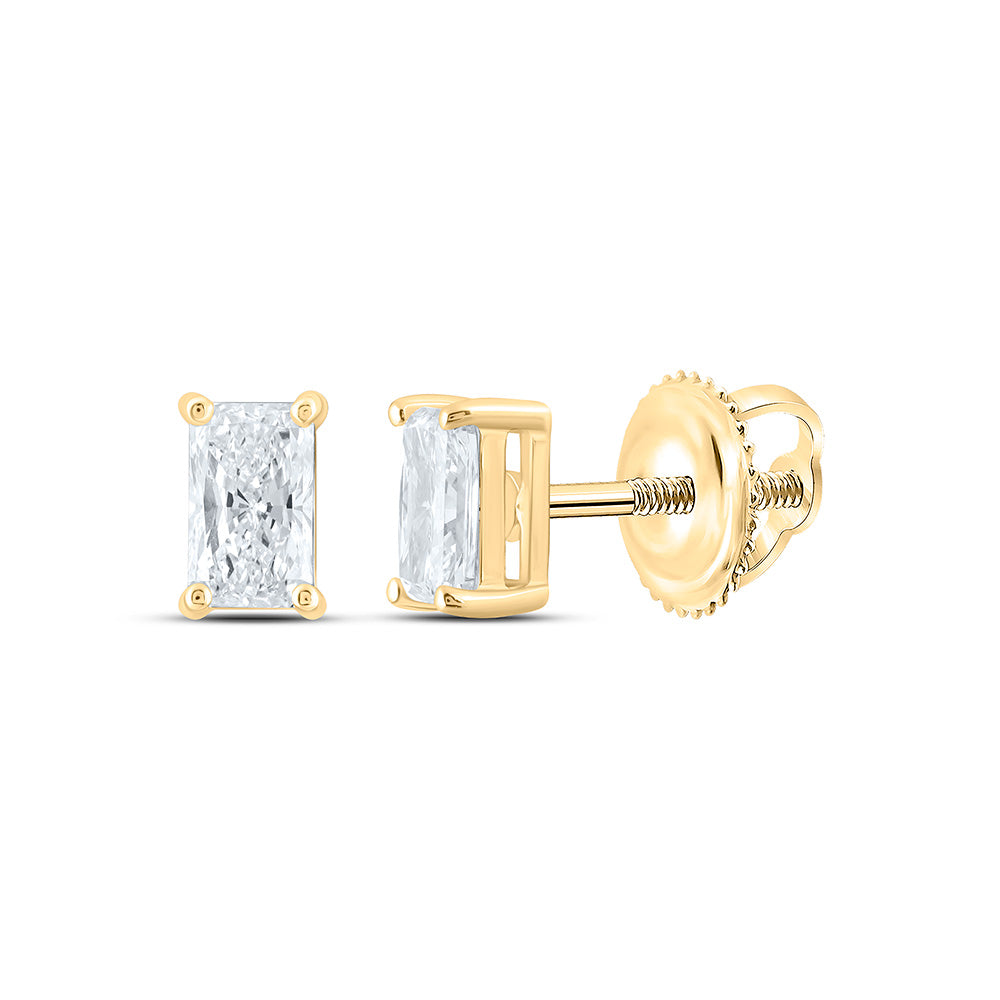 14K Yellow Or White Gold 1/2 Cttw Lab Grown Diamond Radiant Solitaire Earring