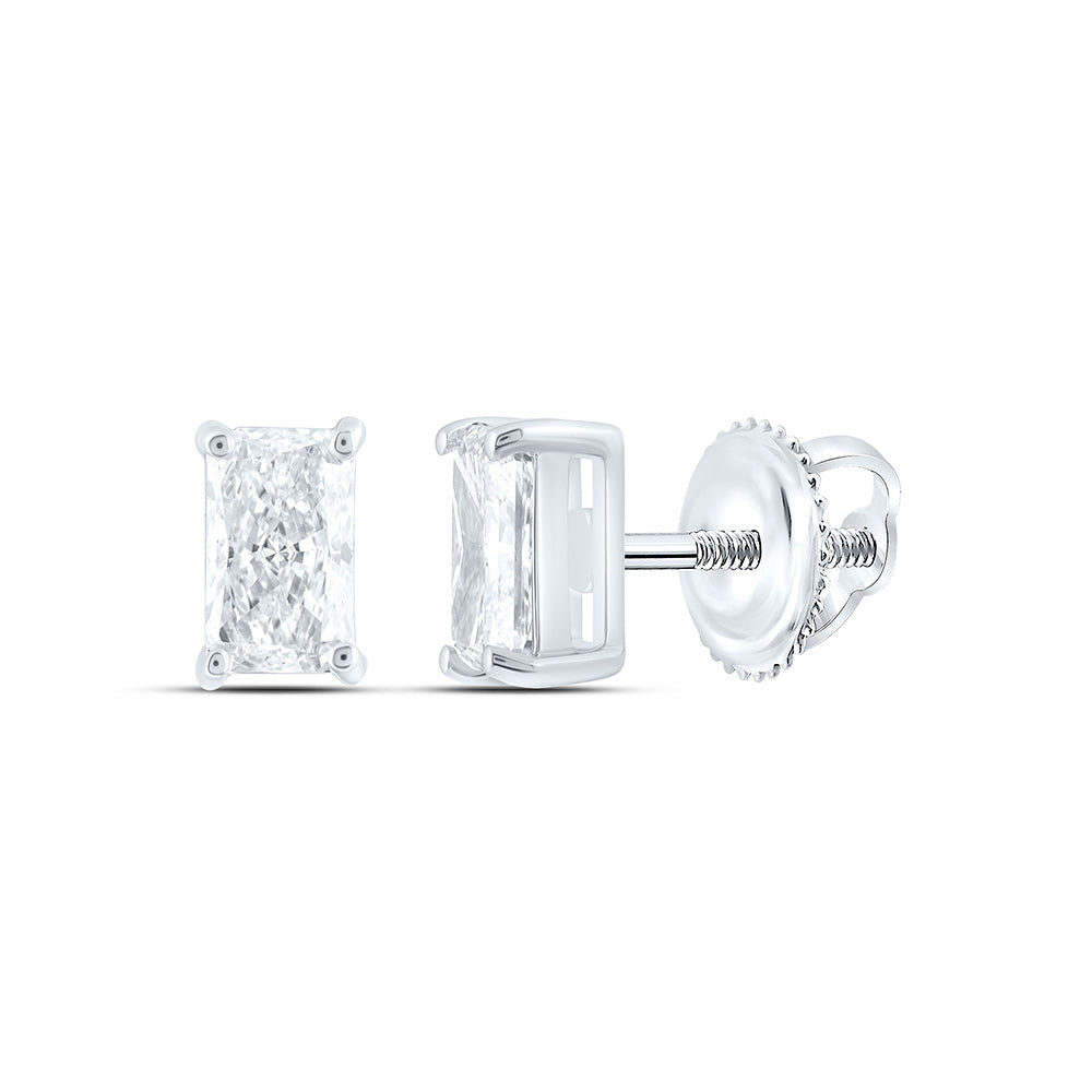 14K Yellow Or White Gold 5/8 Cttw Lab Grown Diamond Radiant Solitaire Earring