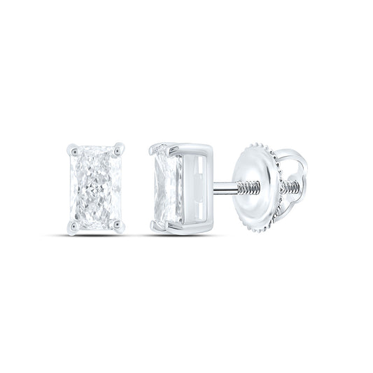 14K Yellow Or White Gold 5/8 Cttw Lab Grown Diamond Radiant Solitaire Earring