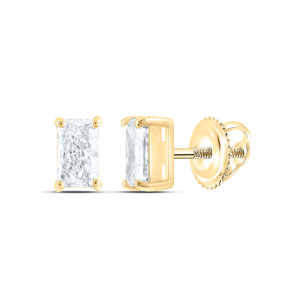 14K Yellow Or White Gold 5/8 Cttw Lab Grown Diamond Radiant Solitaire Earring