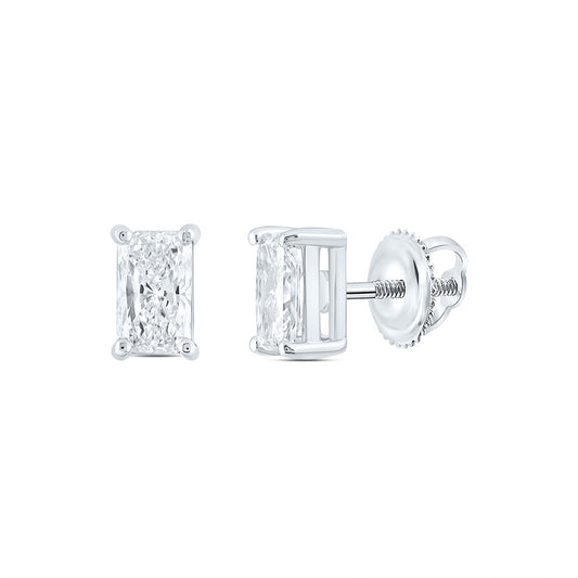 14K Yellow Or White Gold 1 Cttw Lab Grown Diamond Radiant Solitaire Earring