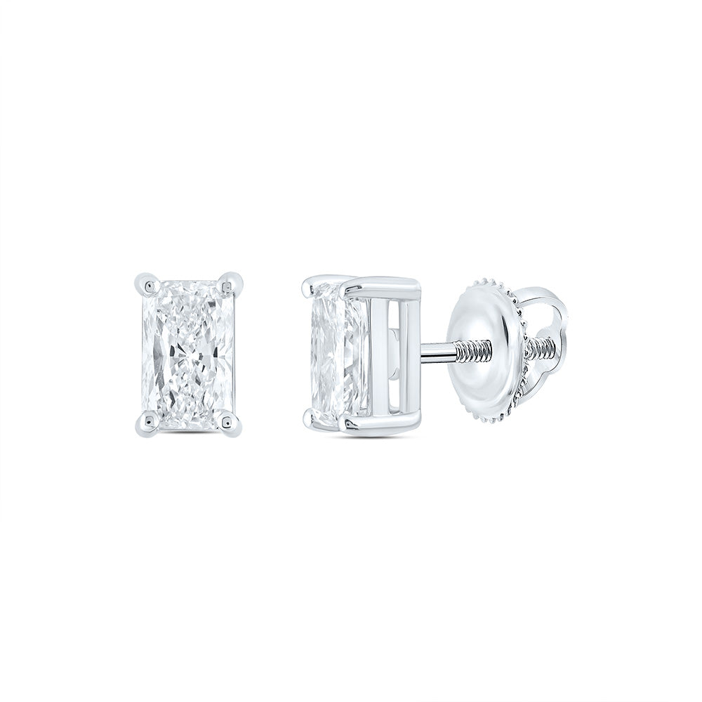 14K Yellow Or White Gold 1 1/2 Cttw Lab Grown Diamond Radiant Solitaire Earring