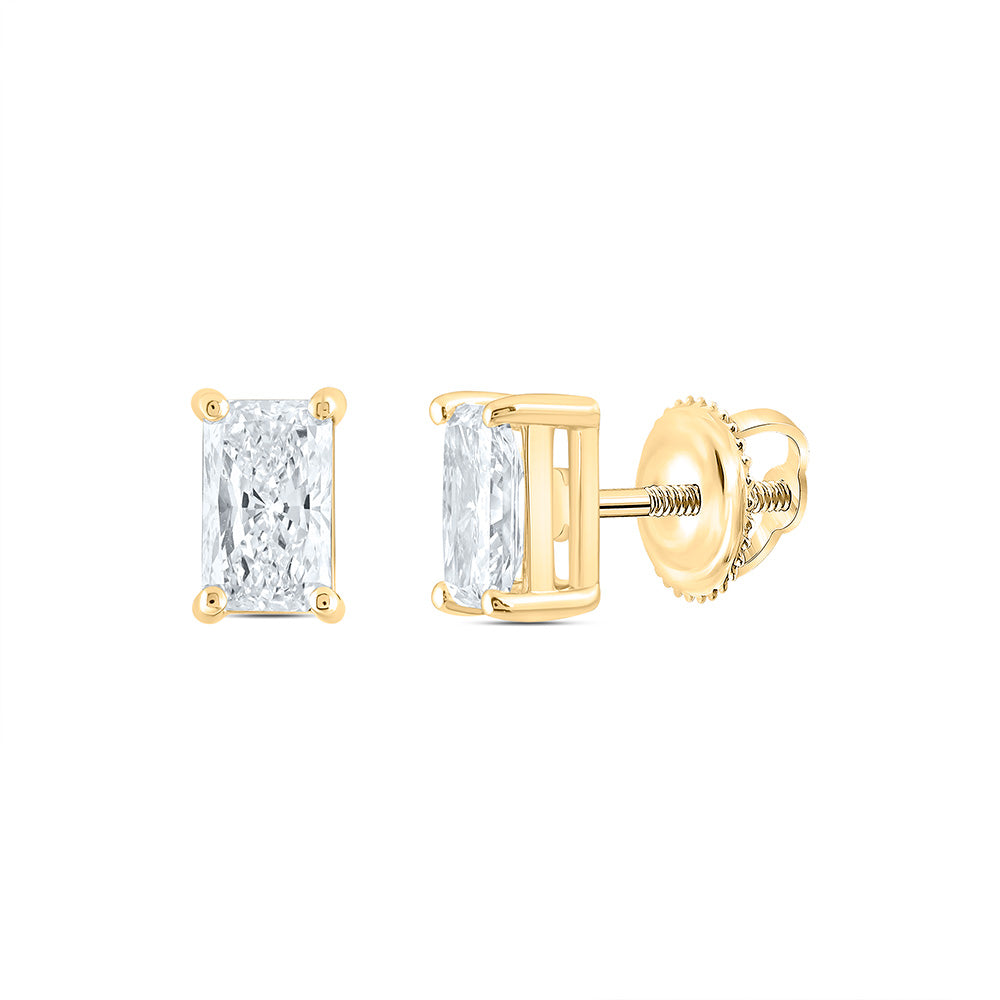 14K Yellow Or White Gold 1 1/2 Cttw Lab Grown Diamond Radiant Solitaire Earring