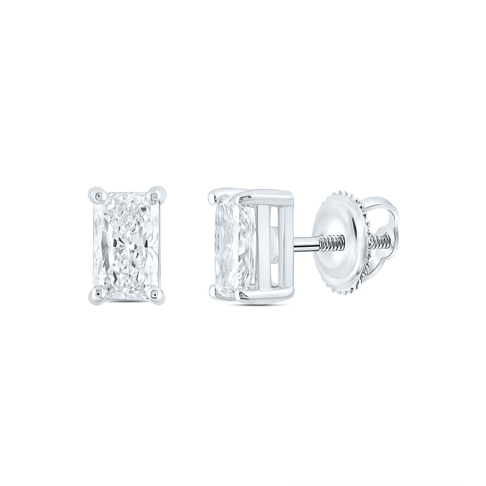 14K White Gold 2 Cttw Lab Grown Diamond Radiant Solitaire Earring