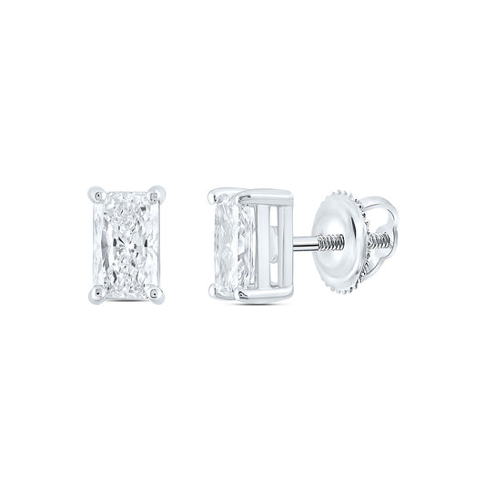 14K White Gold 2 Cttw Lab Grown Diamond Radiant Solitaire Earring