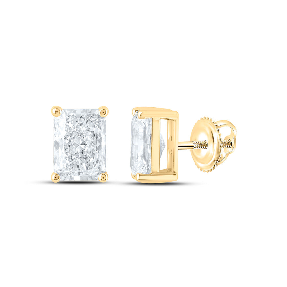 14K Yellow Or White Gold 3 Cttw Lab Grown Diamond Radiant Solitaire Earring